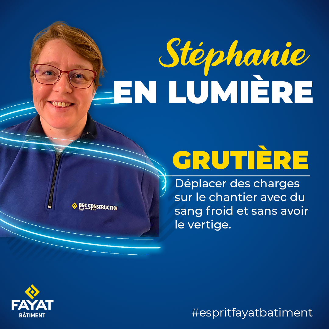 Témoignage d'une grutière de Fayat Bâtiment : elle explique son métier afin d'inciter d'autres personnes à répondre à des offres d'emploi de grutier/ grutière.